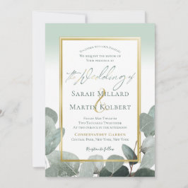 Convite Casamento de Eucalyptus com pasta azul verde