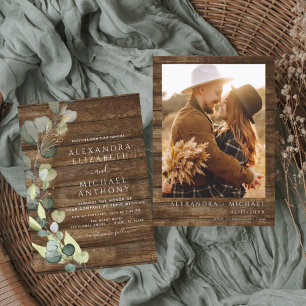 Convite Casamento de Eucalyptus Foto Rustic Country