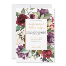 Casamento de Explosão Dourada Floral Vermelha Roxa