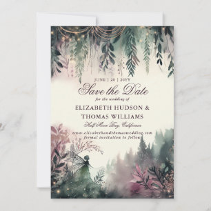 Convite Casamento de Fada Mauve da Floresta Encantada Salv