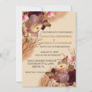 Convite Casamento de Fairytale Boho Wildflower encantado
