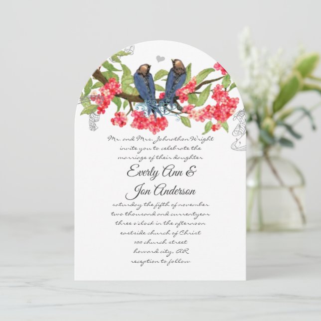 Convite Casamento de Fairytale da Floresta de marinho Rosa (Em pé/Frente)