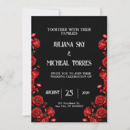 Convite Casamento de Fairytale Rosa vermelha