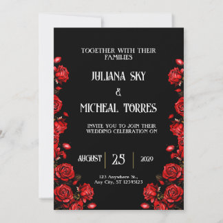 Convite Casamento de Fairytale Rosa vermelha