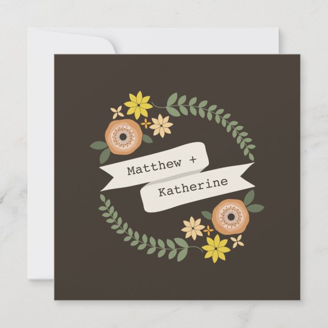 Convite Casamento de Fall Floral Wreath dos Pais da Noiva (Frente)