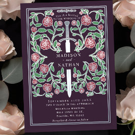 Convite Casamento de Fantasia Medieval Espada Prata Berinj