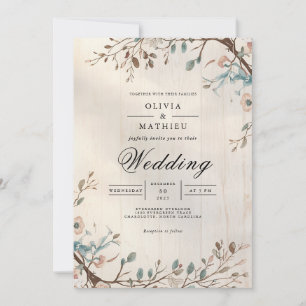 Convite Casamento De Fardo Botânico Suave Terrestre