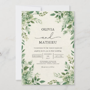 Convite Casamento De Fardo Botânico Verdant Leafy