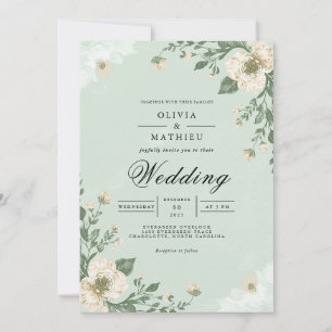 Convite Casamento De Farinha Botânica De Pastel Suave