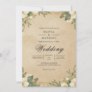 Convite Casamento de Farinha Botânica Sepia