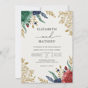 Convite Casamento de Farinhas Botânicas de outono Moody