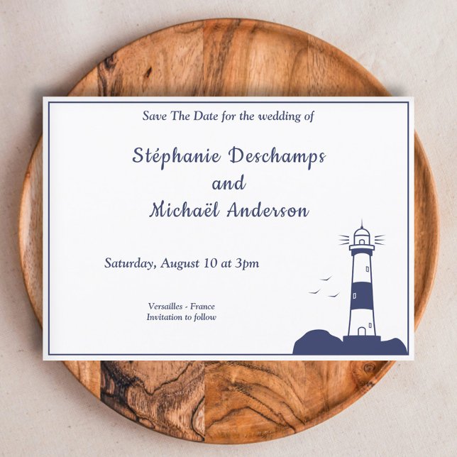 Convite Casamento De Farol Salvar A Data (Lighthouse Wedding Save The Date Invitation)