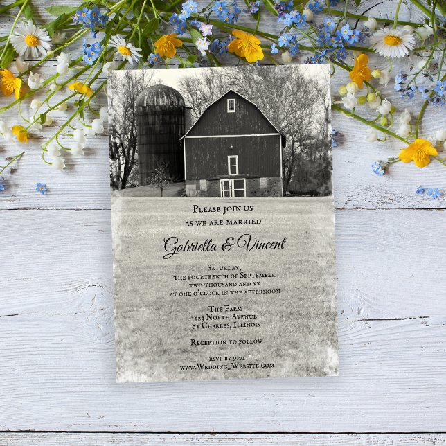 Convite Casamento de Fazenda do Country Barn (Invite guests to your farm marriage ceremony with this Country Barn Wedding Invitation.)