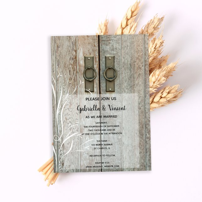 Convite Casamento de Fazenda do País das Portas Duplas (This Barn Door Wedding Invitation is perfect inspo for your country farm or ranch marriage ceremony.)