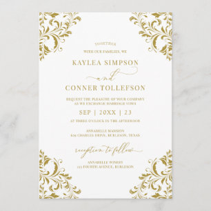 Convite Casamento de Feriado Dourado Elegante