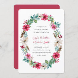 Convite Casamento de Feriado | Flores De Aquarela De Inver