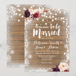 Convite Casamento de Feriados de Natal Marsala Winter Snow