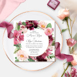 Convite Casamento De Ferida Floral Floral De Blush, Borgon<br><div class="desc">Aprecie amigos e família com este elegante convite de casamento com uma fina camada floral de cor d'água em uma bela mistura de burgundy, rosa, blush, rosa empoeirado, mauve e matizes de bagas mostrando seus detalhes de convite para o casamento. Moderno elemento escrito à mão. Capacidade de mudar a mensagem...</div>
