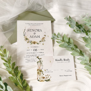 Convite Casamento De Ferro Floral Seco Elegante