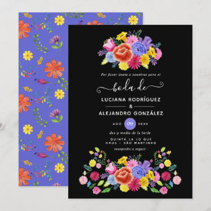 Convite Casamento de Festa Espanhola Floral em Aquarela