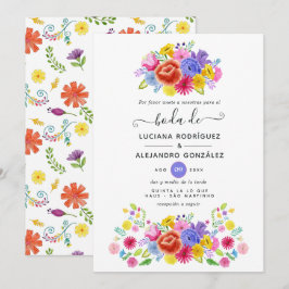 Convite Casamento de Festa Espanhola Floral em Aquarela