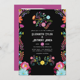 Convite Casamento de Fiesta Mexicana Colorful Watercolor F