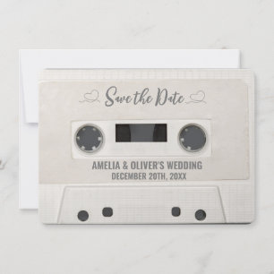 Convite Casamento de Fita Cassete Retro Salvar a Data