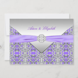 Convite Casamento de Fita de Diamante de lavanda Roxo