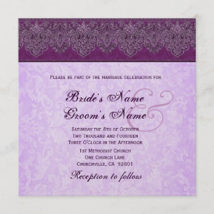 Convite Casamento de Fita de Gagpleta e Lilac Roxo