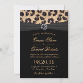 Convite Casamento de Fita Negra Preta com Diamante Brilhan