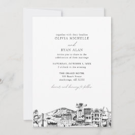 Convite Casamento de Fixação Branca e Preta do Skyline Mod