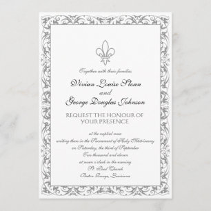 Convite Casamento de Fleur-de-lis Themed
