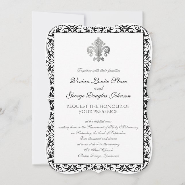 Convite Casamento de Fleur-de-lis Themed (Frente)