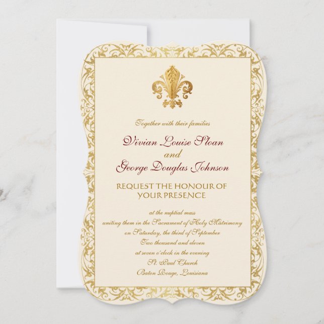 Convite Casamento de Fleur-de-lis Themed (Frente)
