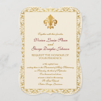 Convite Casamento de Fleur-de-lis Themed