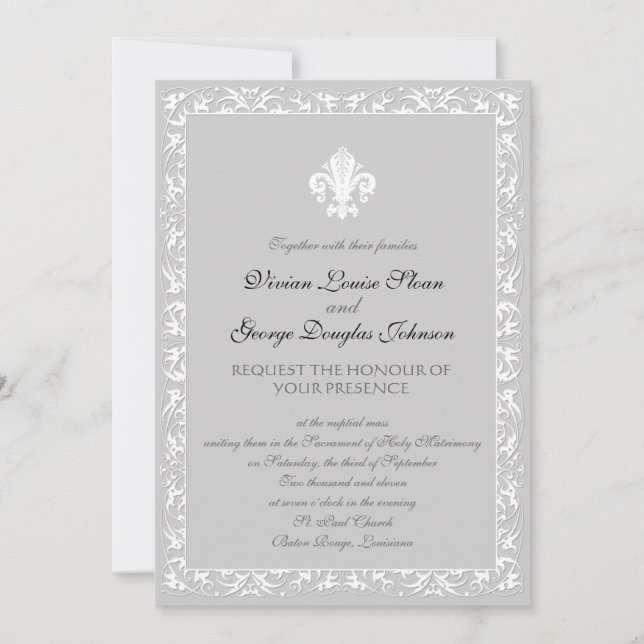 Convite Casamento de Fleur-de-lis Themed (Frente)