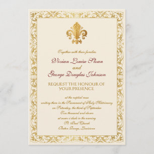 Convite Casamento de Fleur-de-lis Themed