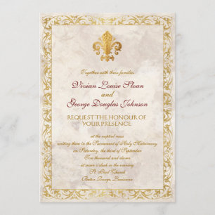 Convite Casamento de Fleur-de-lis Themed
