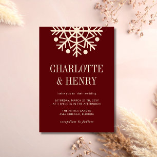 Convite Casamento de Floco de Neve Simples Champagne e Bor
