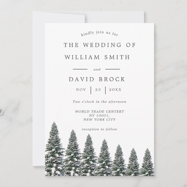 Convite Casamento de flocos de neve da Wonderland Winter (Frente)