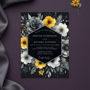 Convite Casamento de Flor Amarela de Carvão