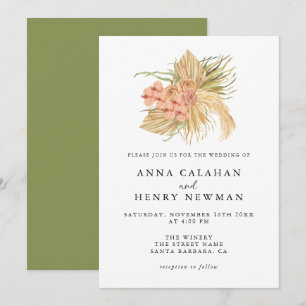 Convite Casamento de Flor Botânica Rustic Boho