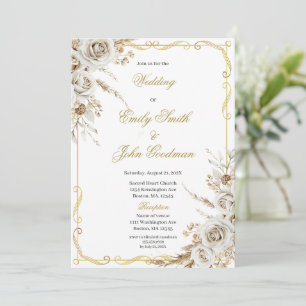Convite Casamento de flor branca boho elegante