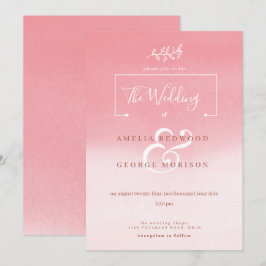 Convite Casamento de Flor Branca com Gradiente Rosa