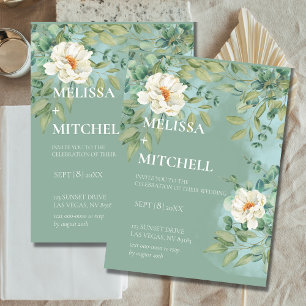 Convite Casamento de Flor Branca de Eucalyptus Silver Sage