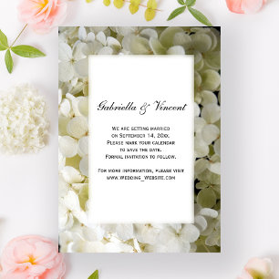 Convite Casamento de Flor Branco Hydrangea Salva a Data