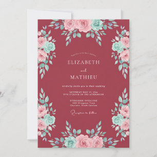 Convite Casamento de Flor Burgundy