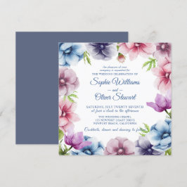 Convite Casamento de Flor com Anêmona de Aquarela
