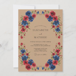 Convite Casamento de Flor de Açafrão Azul Pintura