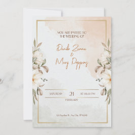 Convite Casamento de Flor de Água Beige